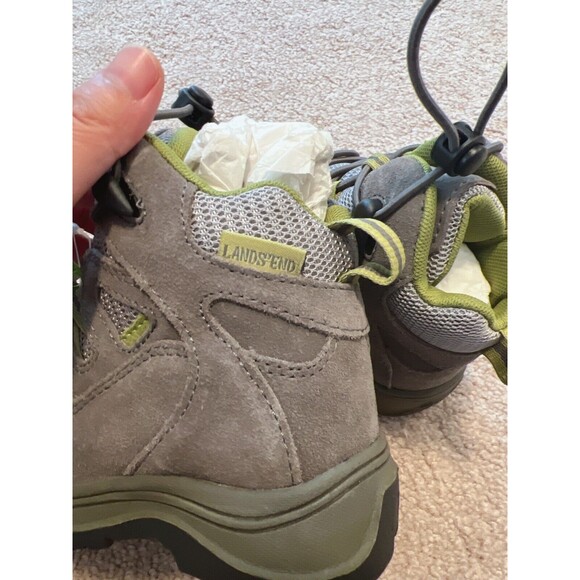 Lands' End Hiking Shoes Boy's Size 10M Gray&green Suede Drawstring NWT - Picture 3 of 6